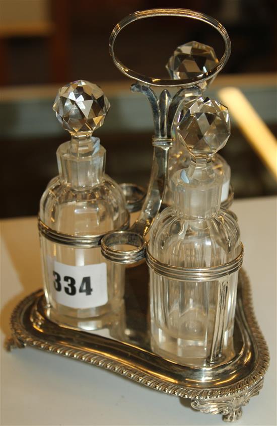 Silver 3 bottled cruet